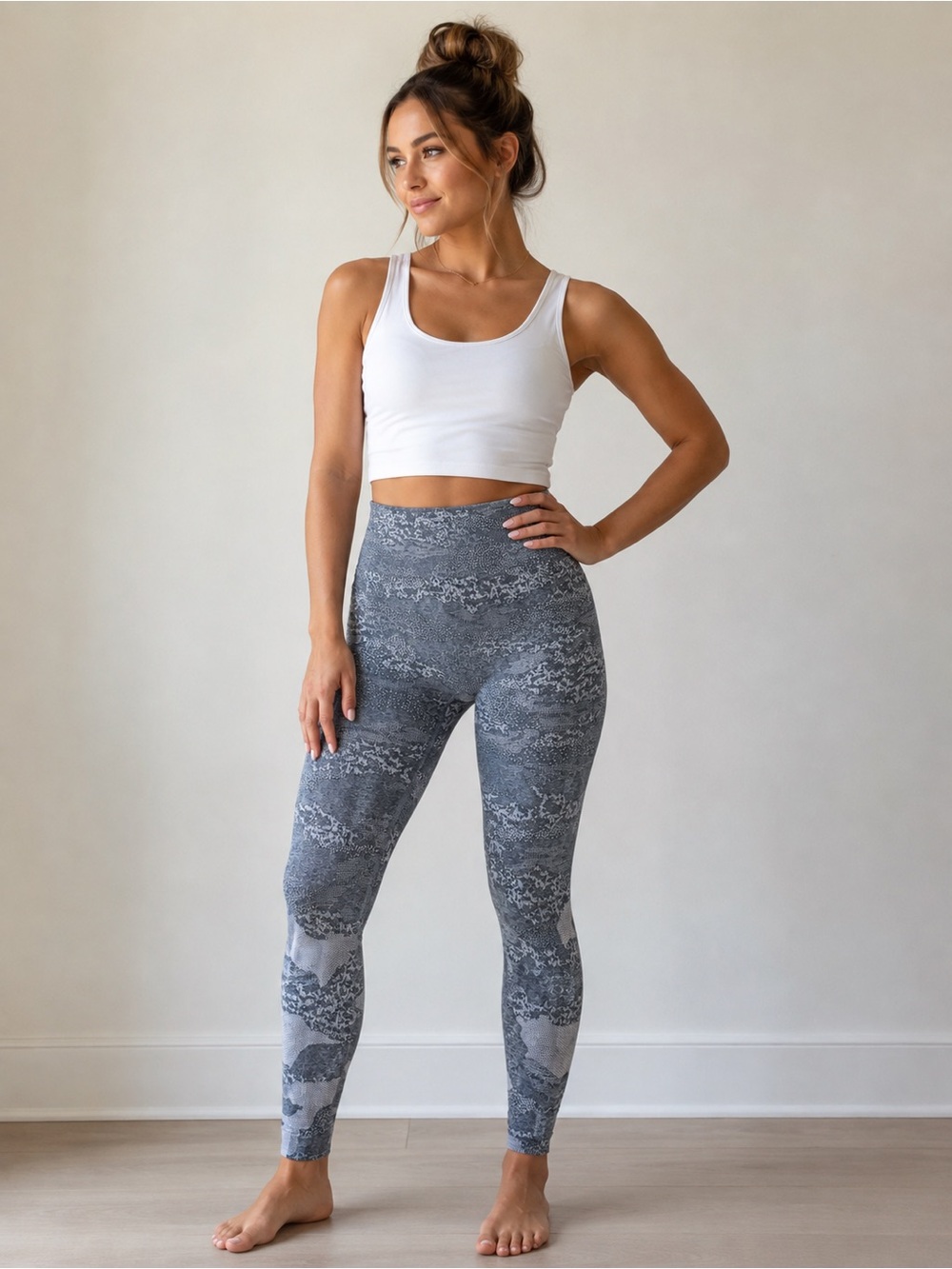 Gymshark Women’s Medium Gray Seamless Patterned High Waisted Workout Leggings